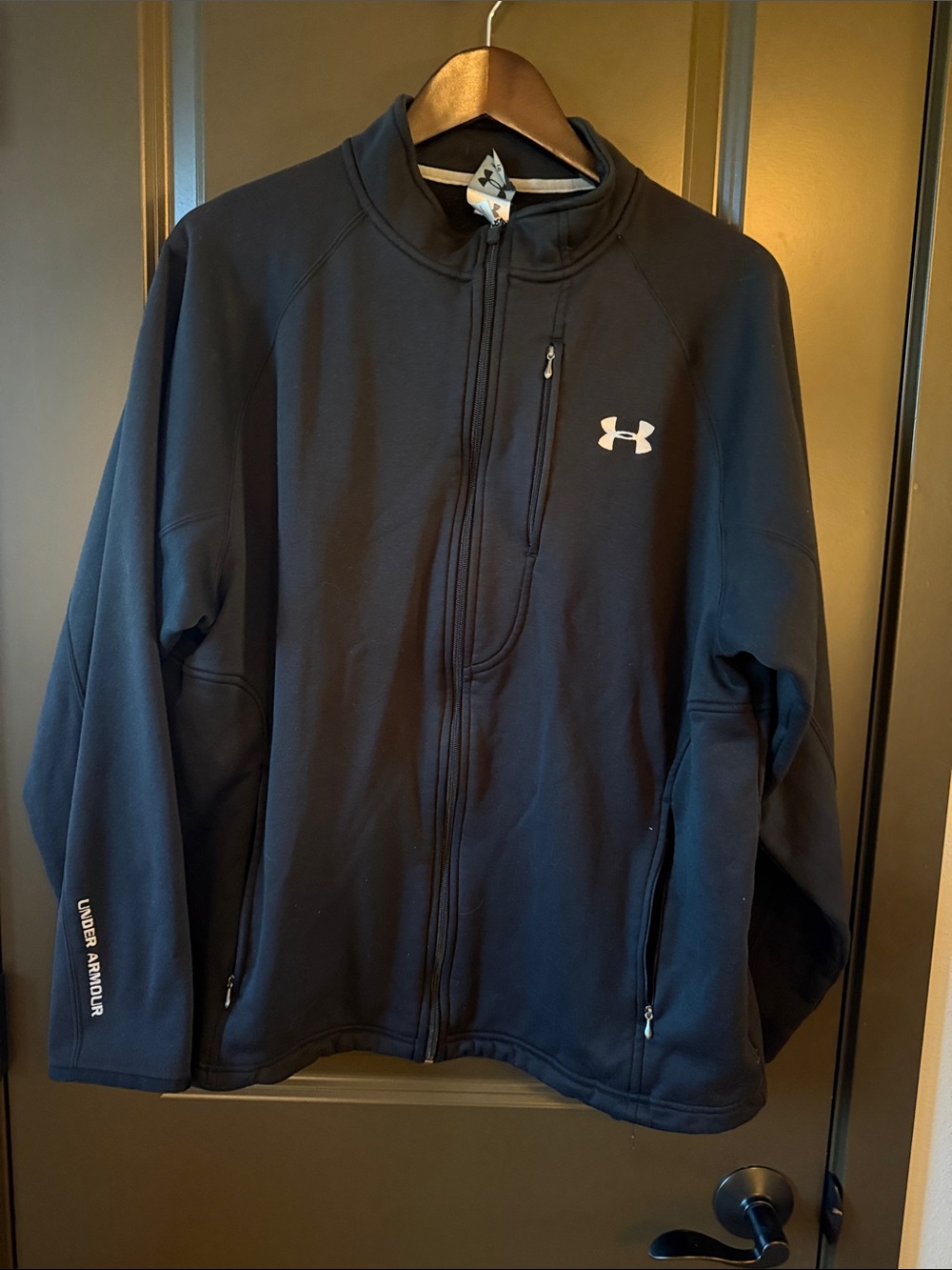 Under Armour Black Full-Zip Performance Jacket with White Logo